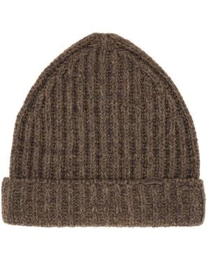 Maison Margiela Wool And Cotton Blend Beanie - Brown