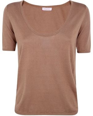 Rossopuro Short Sleeved U Neck T-Shirt - Brown