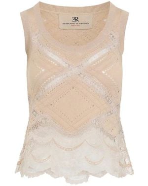 Ermanno Scervino Sand Sleeveless Knit Top - Natural