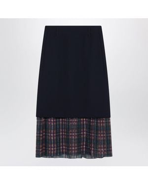 Dries Van Noten Midi Skirt With Check Insert - Blue