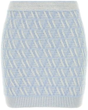 Fendi Embroidered Silk Blend Mini Skirt - Blue