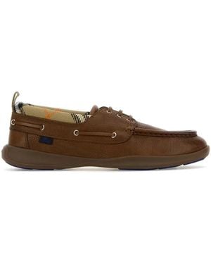 Burberry Leather Raft Loafers - Brown