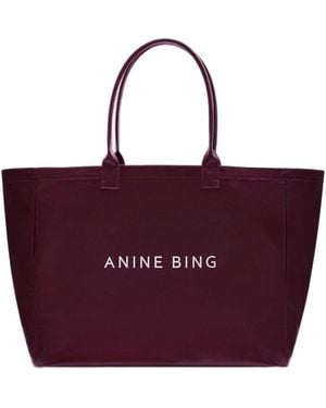 Anine Bing Polyurethane Coated Canvas Tote - Purple