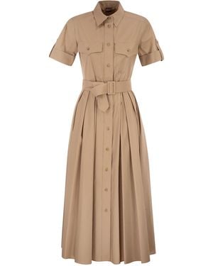 Fay Stretch Cotton Poplin Shirt Dress - Natural