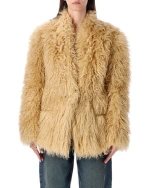 Isabel Marant Pale Longhaired Faux Fur Coat - Natural