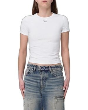 DIESEL Slim T-Shirt With Metallic Oval D - Blue