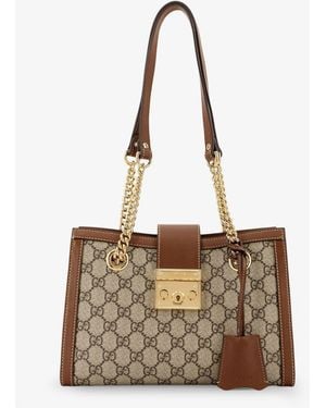 Gucci Padlock Gg Supreme Fabric Shoulder Bag - Natural