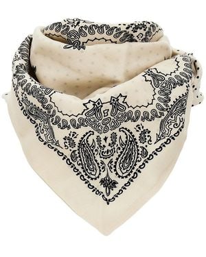 Destin Wool Scarf With Bandanda Motif - White