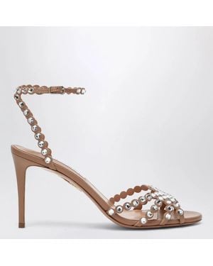 Aquazzura Tequila Sandal Crystal Nappa Sandals - White