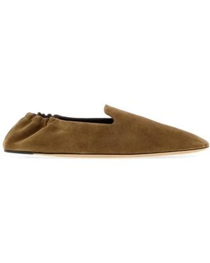 The Row Camel Suede Casa Loafers - Green