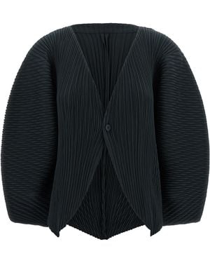 Issey Miyake 'Leaf Pleats' Cardigan - Black