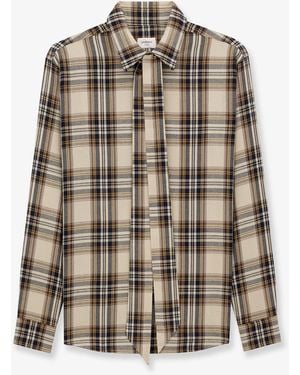 Saint Laurent Cotton Tartan Lavallière Shirt - Multicolor