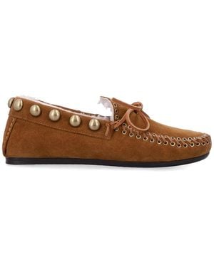 Isabel Marant Fitza Shearling Suede Loafers - Brown