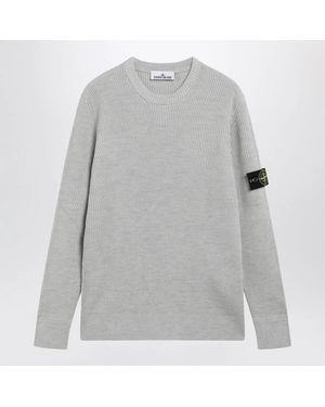 Stone Island Sand Ribbed Crewneck Sweater - Gray