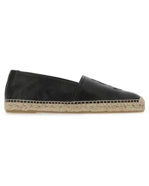 Saint Laurent Leather Monogram Espadrilles - Black