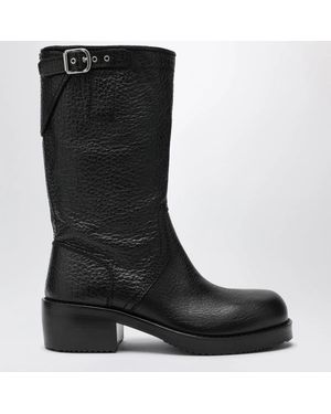 Dries Van Noten Leather Biker Boots - Black