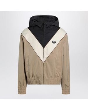 Valentino Butter And Camel Jacket With Vlogo Patch - Grey