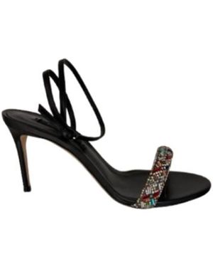 Casadei Crystal-Embellished Wrap-Around Ankle Strap Pumps - Black