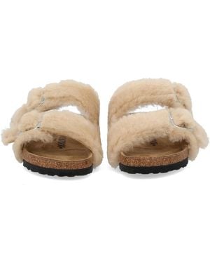 Birkenstock "Arizona" Shearling Sandal - Natural