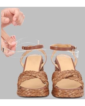 Castañer Leather-Style Slip-On Sandals - Brown