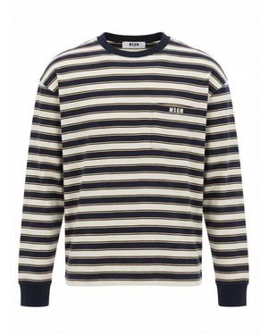 MSGM Long-Sleeved Striped T-Shirt - Gray
