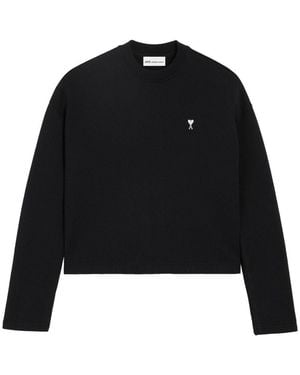 Ami Paris Ami De Coeur Embroidered Sweater - Black