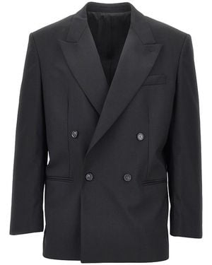 MARSĒM Wool-Blend Double-Breasted Jacket - Black