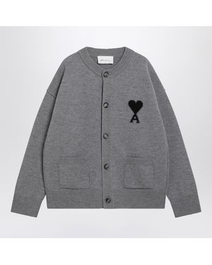 Ami Paris Ami De Coeur Cardigan - Grey