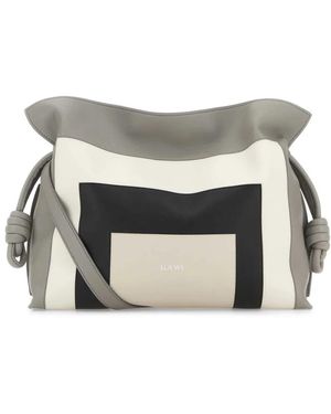 Loewe Nappa Leather X Josef And Anni Albers Medium Flamenco Clutch - Grey