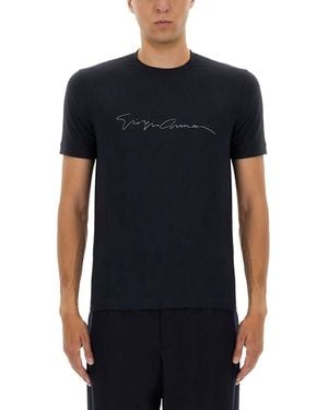 Giorgio Armani Signature Logo Tshirt - Black