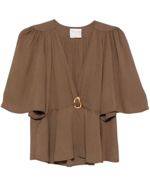 forte_forte V-Necked Top - Brown