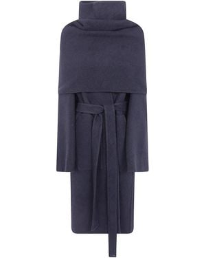 Rick Owens "Dagger" Robe With Cowl Coat - Blue