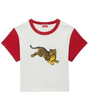 KENZO Tiger Cropped T-Shirt - Red
