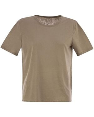 Majestic Linen Crew-Neck T-Shirt - Grey