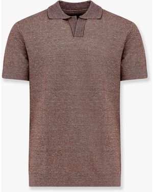 BOSS Parson Cotton, Linen And Silk Polo Shirt - Brown