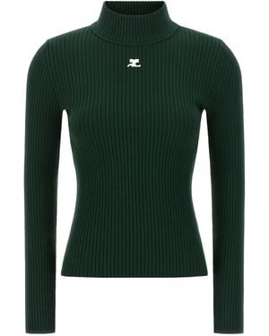 Courreges 'Reedition Rib Knit' Sweater - Green