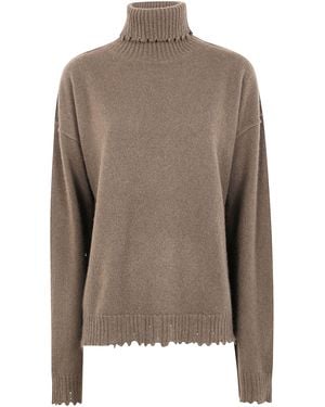 Uma Wang "High Neck Top" Jumper - Brown
