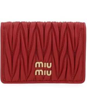 Miu Miu Matelassé Leather Wallet - Red