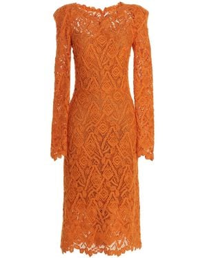 Ermanno Scervino Macramé Lace Dress - Orange
