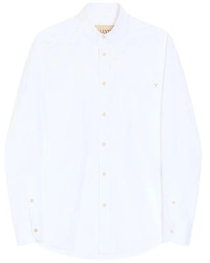 Valentino Garavani Oxford Cotton Shirt With Vgold - White