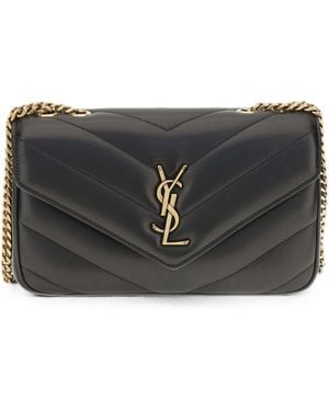 Saint Laurent Leather Small Loulou Shoulder Bag - Gray