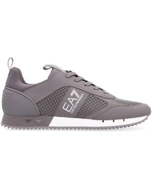 EA7 Mesh And Vegan Leather Low-Top Sneakers - Gray