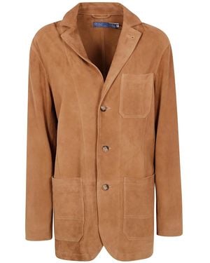 Polo Ralph Lauren Suede Jacket With Three Buttons - Brown