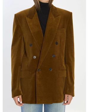 Saint Laurent Corduroy Double-Breasted Jacket - Brown