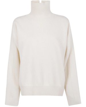 Jil Sander High Neck Long Sleeves "Padded Details" Sweater - White