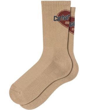 Carhartt Logo-Intarsia Ribbed-Knit Socks - Natural