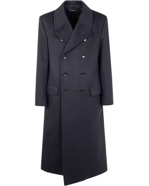Tom Ford Pure Cashmere Luxury Melton Double Breasted Officier Coat Clothing - Blue