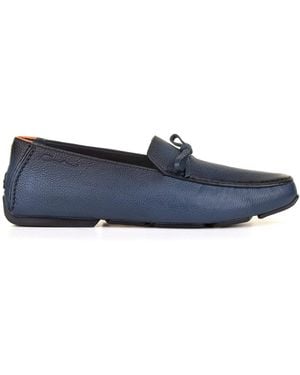 Santoni Leather Moccasin - Blue