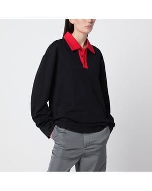 Aliita Oversized Cotton Polo Shirt - Black