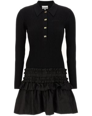 Ganni 'Melange Rib Knit Mini' Dress - Black